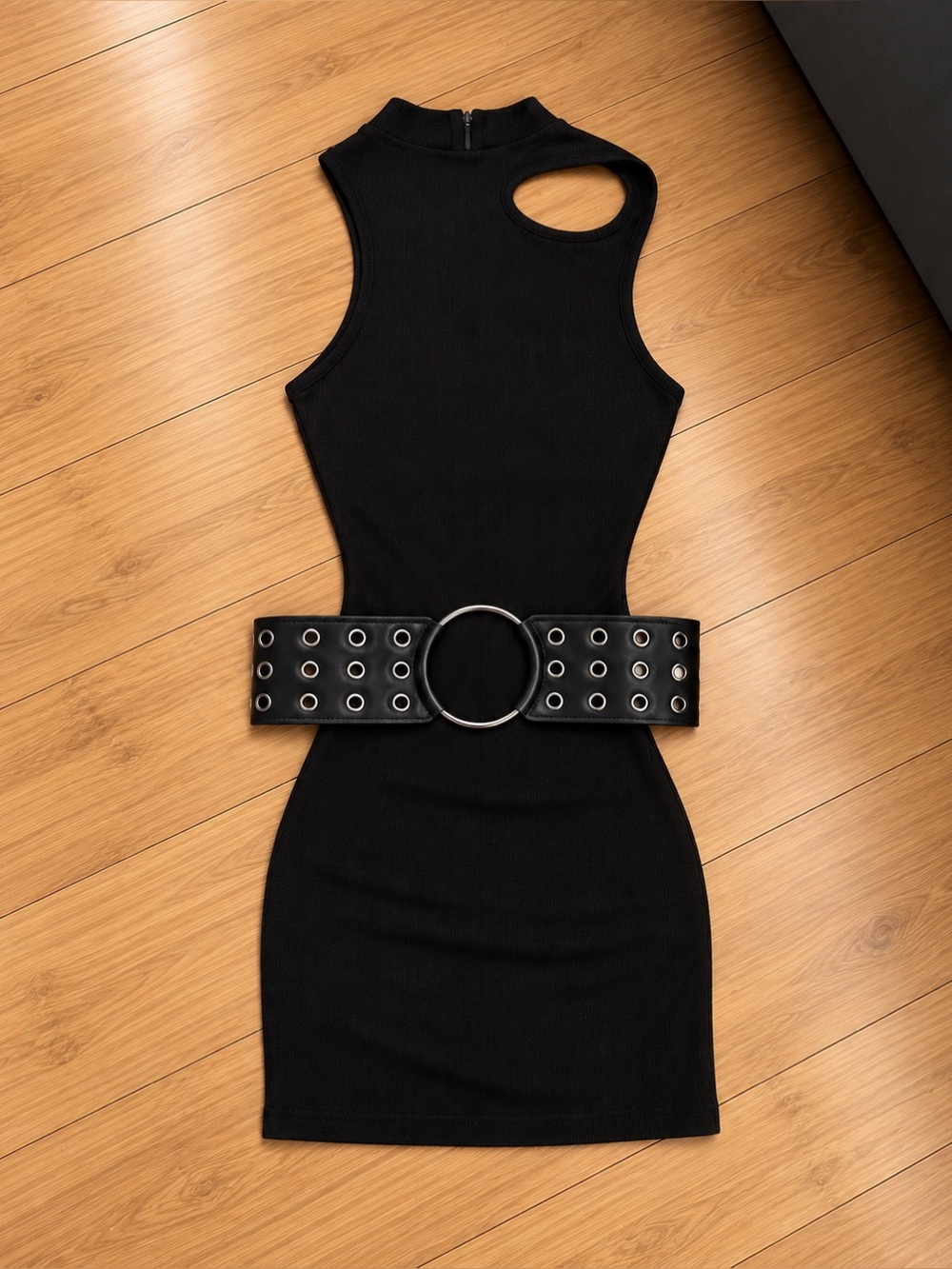 Sleek Black Halter Bodycon Dress